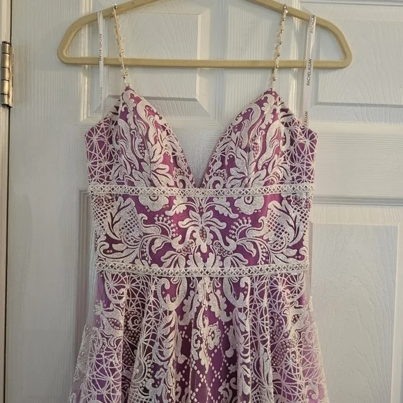 Stunning RACHEL ALLAN Purple and off white PROM Gown - Picture 5 of 12